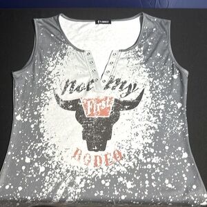 FLAMINGO BRAND WOMEN'S “NOT MY FIRST RODEO” SLEEVELESS TANK TOP SIZE XL